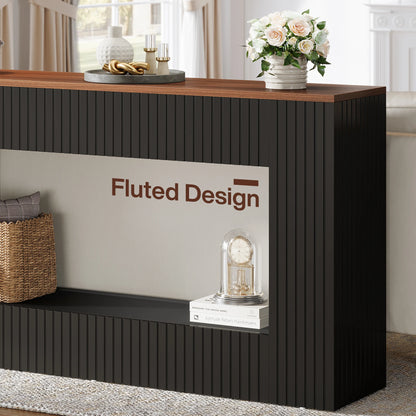 Console Damien — finition noir, bois, design contemporain, rangement intégré
