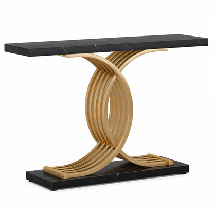 Console Axel — finition dorée, bois, marbre, métal