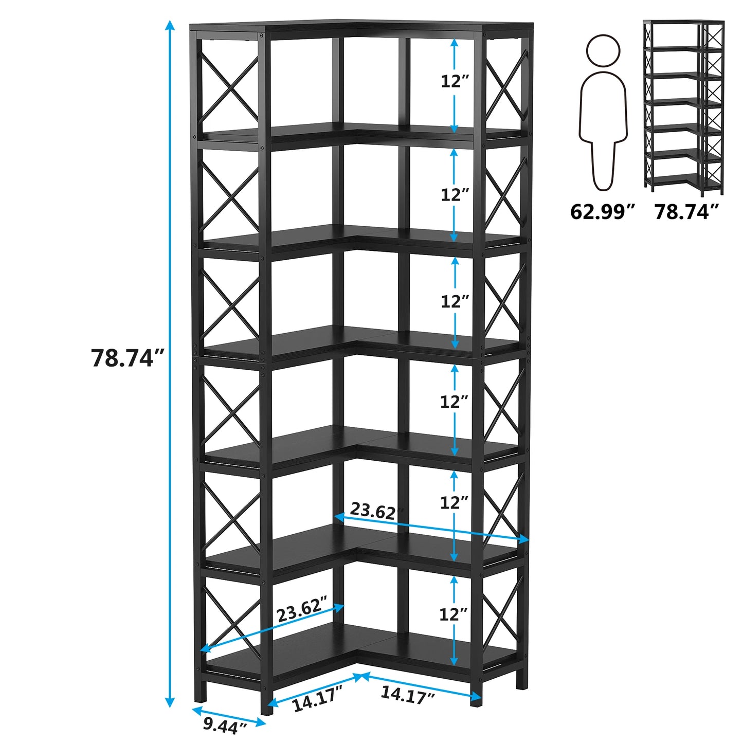 Bibliothèque Hadrien — métal, design contemporain, rangement intégré, 7 niveaux