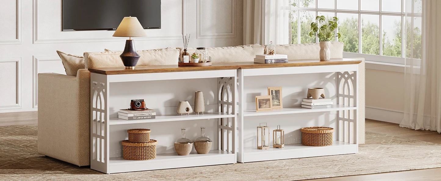 Console Sylvain — finition blanche, design contemporain, rangement intégré, 3 niveaux