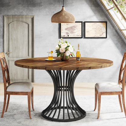 Table de salle à manger Yolande — métal, style industriel, ronde