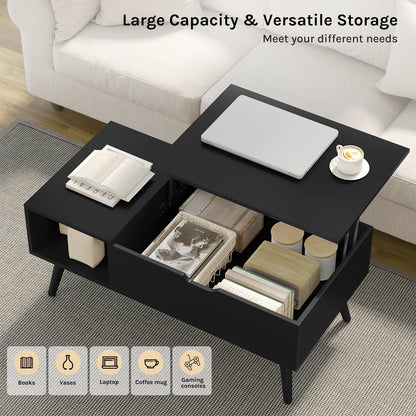WOLTU Height-Adjustable Coffee Table Living Room Coffee Table with Hidden Storage Lifting Board Folding Table for Side and Sofa
