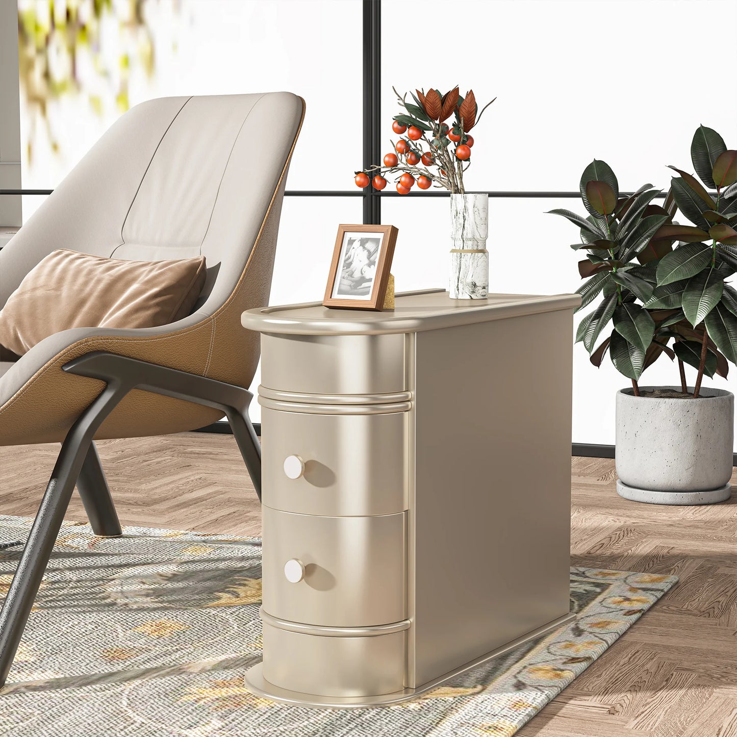 Table d'appoint Manon — bois massif, ronde
