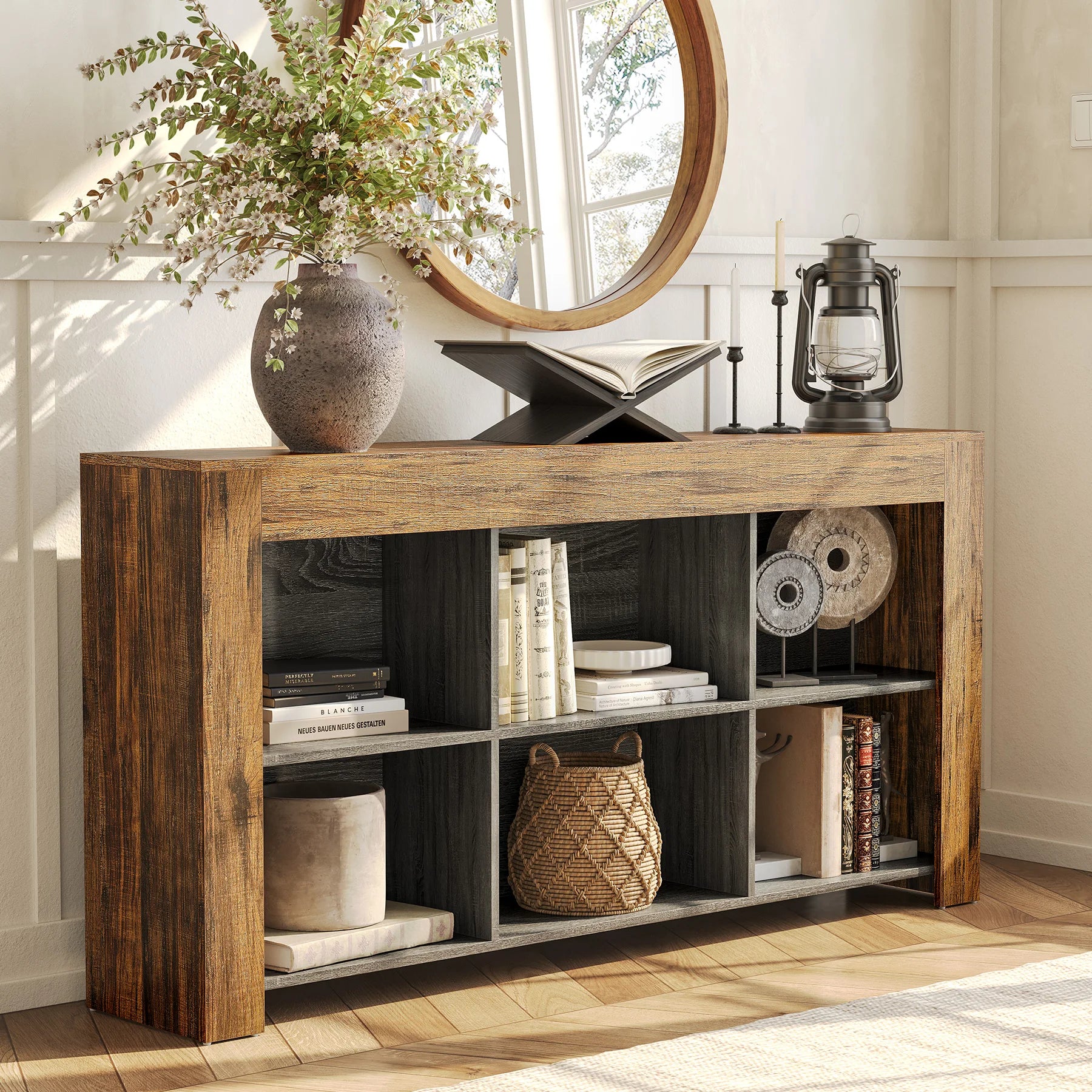 Console Antoine — bois, style industriel, rangement intégré