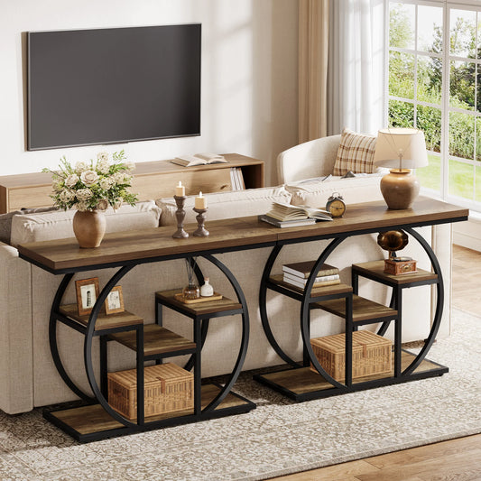 Table d'appoint Nathalie — bois, métal, style industriel, rangement intégré