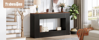 Console Damien — finition noir, bois, design contemporain, rangement intégré