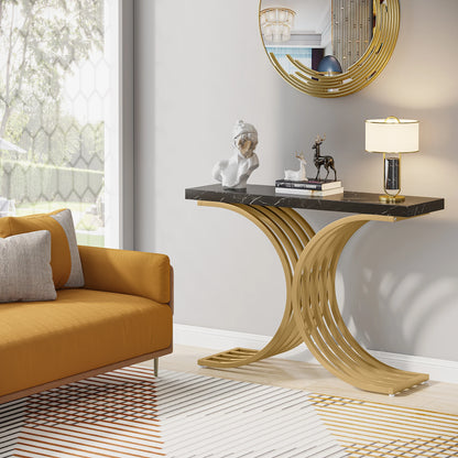 Console Axel — finition dorée, bois, marbre, métal