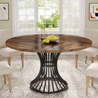Table de salle à manger Yolande — métal, style industriel, ronde