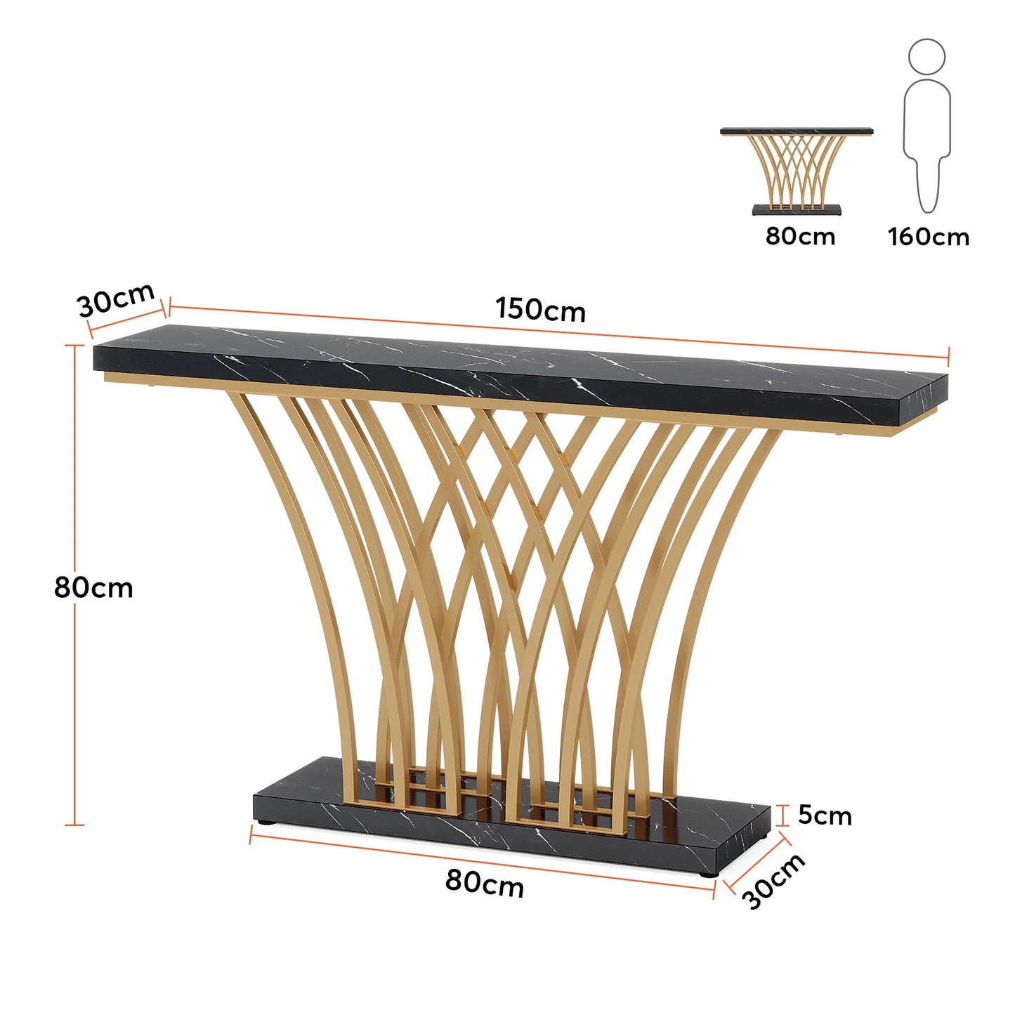 Console Priscille — finition dorée, métal, design contemporain