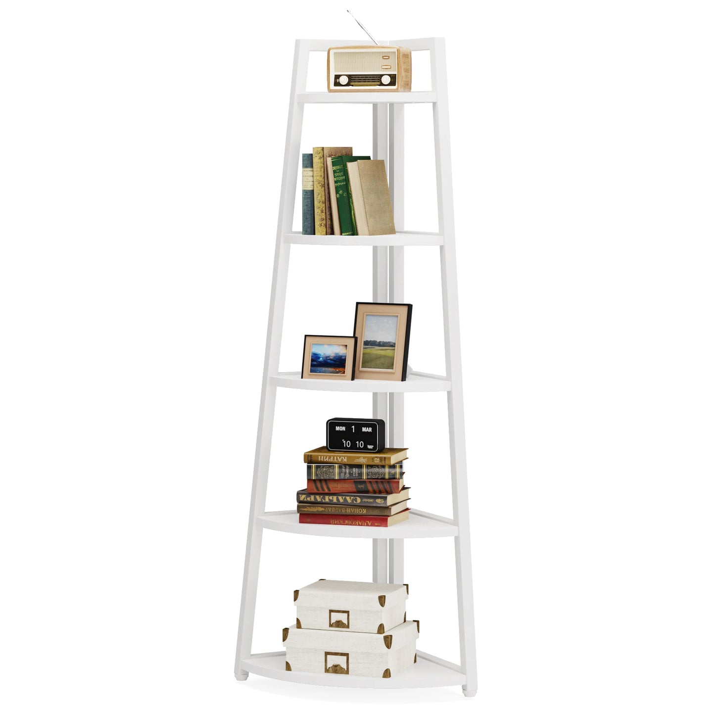 Bibliothèque Fabrice — bois, rangement intégré, meuble d'angle, étagères ouvertes