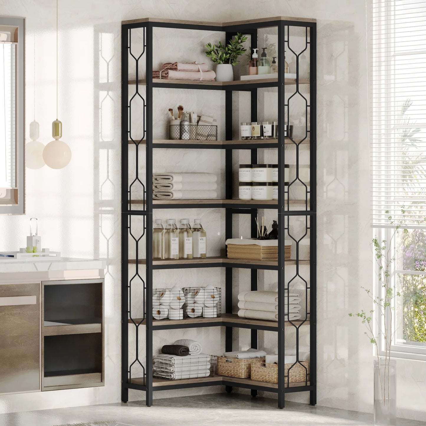 Bibliothèque Hadrien — métal, design contemporain, rangement intégré, 7 niveaux