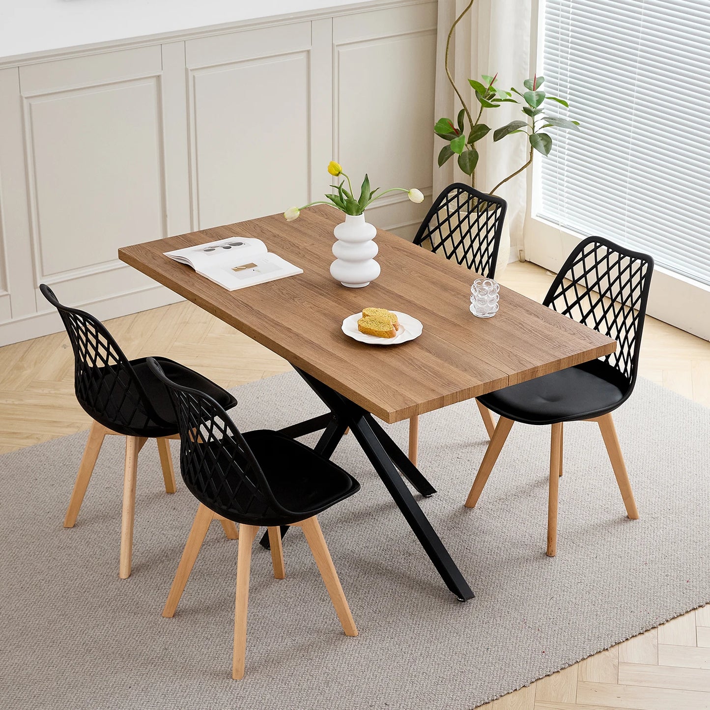 Table de salle à manger Madeleine — métal, design contemporain, rectangulaire