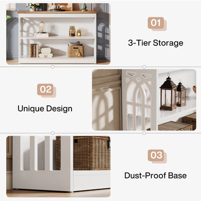 Console Sylvain — finition blanche, design contemporain, rangement intégré, 3 niveaux