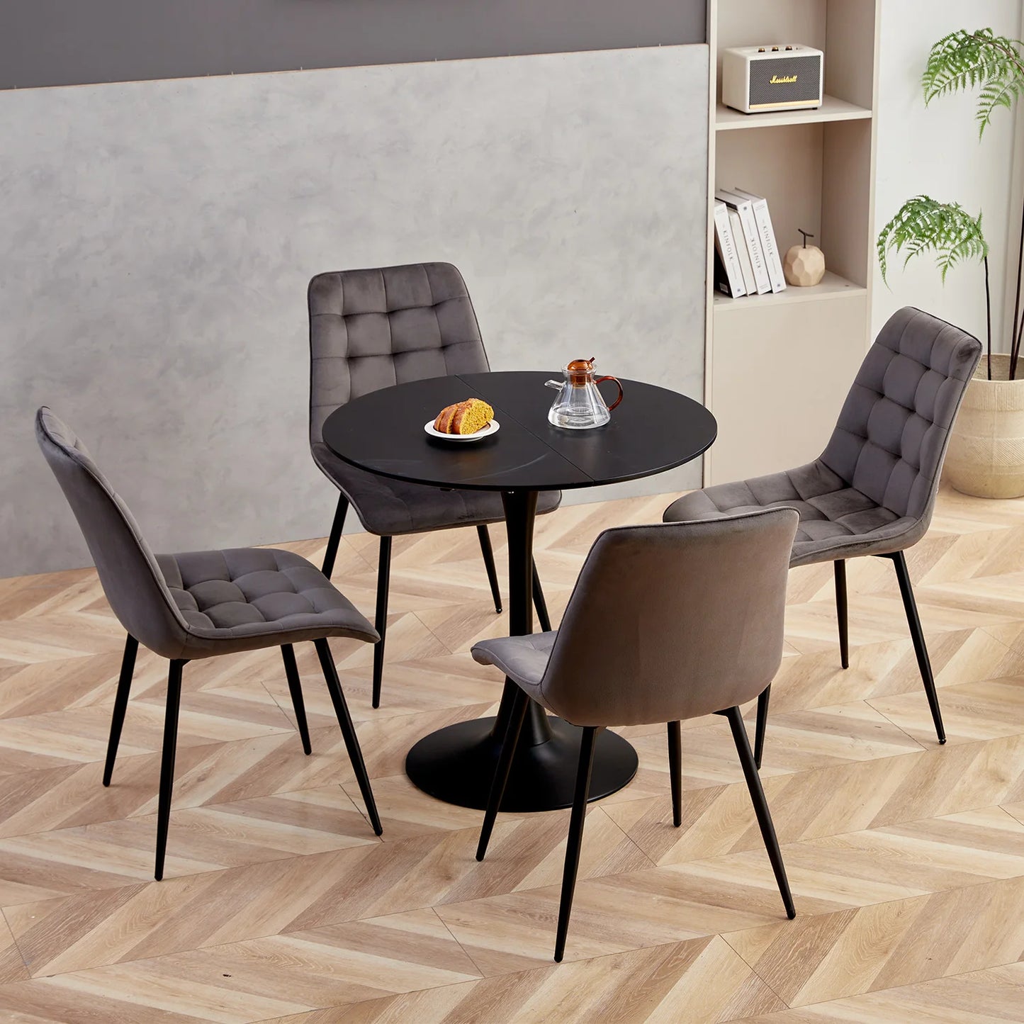 Table de salle à manger Odette — finition noir, design contemporain, ronde