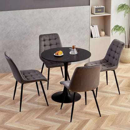 Table de salle à manger Odette — finition noir, design contemporain, ronde
