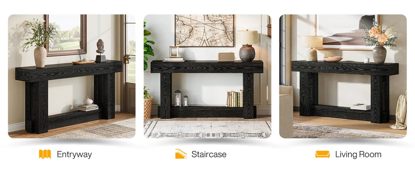 Console Géraldine — finition noir, bois, style industriel