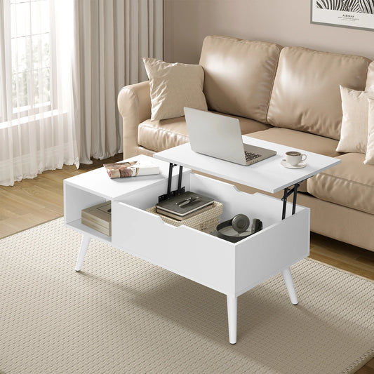 WOLTU Height-Adjustable Coffee Table with Hidden Storage Lifting Board Folding Table for Living Room Side and Sofa Table