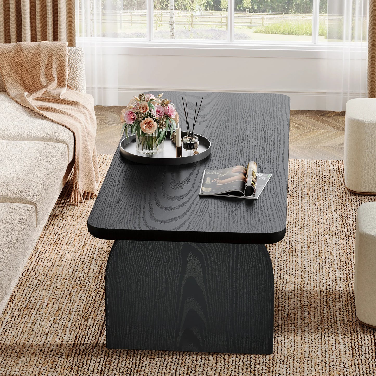 Table basse Adrien — bois, style rustique, rectangulaire