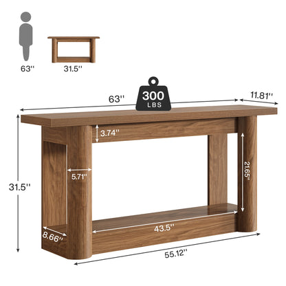 Console Christophe — métal, rangement intégré, 2 niveaux