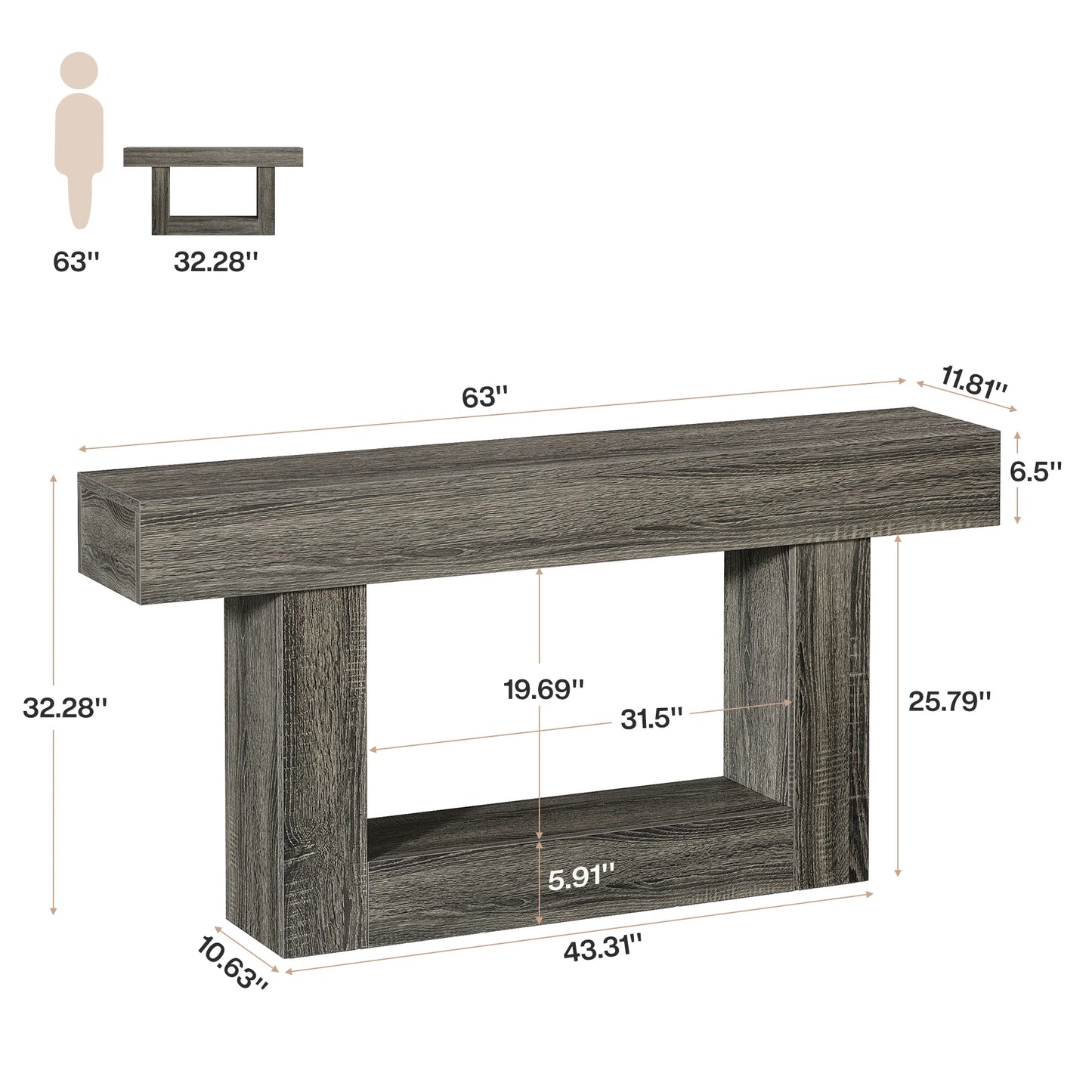Console Laetitia — bois, 2 niveaux