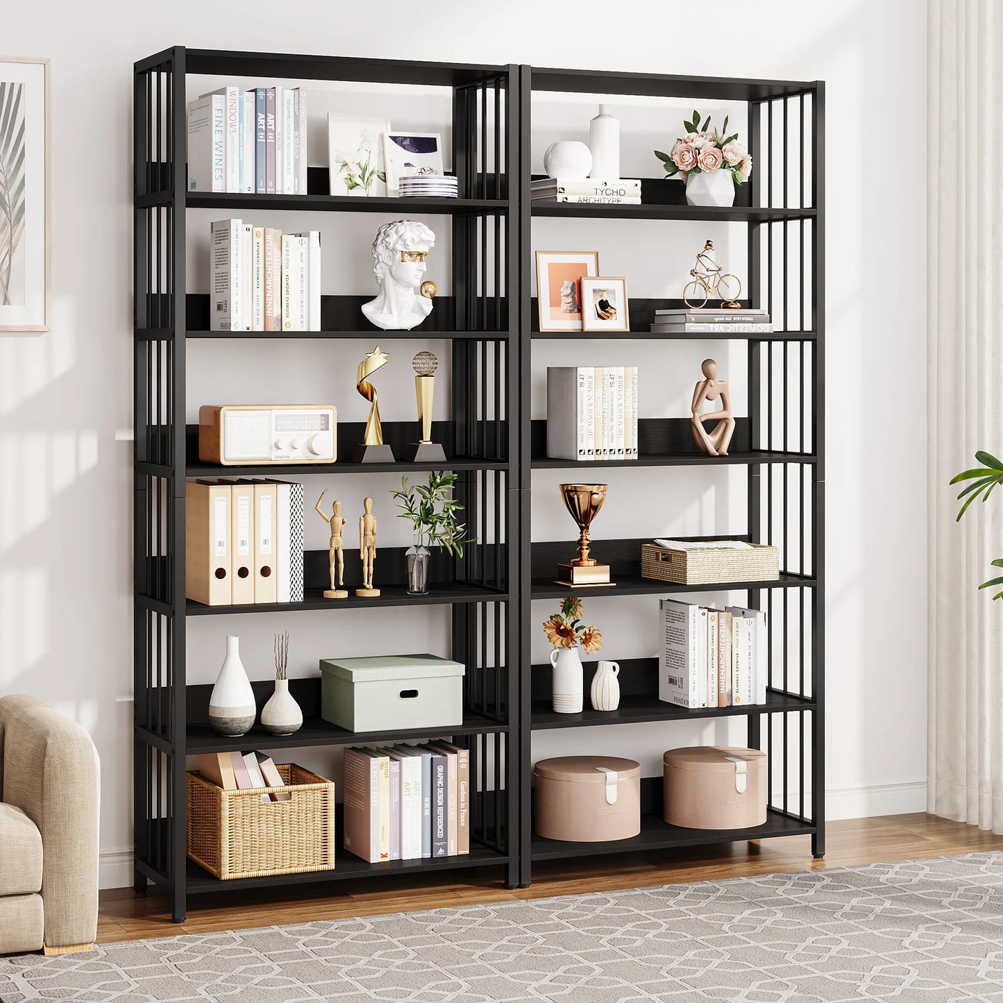 Bibliothèque Salomé — métal, style industriel, rangement intégré, 5 niveaux
