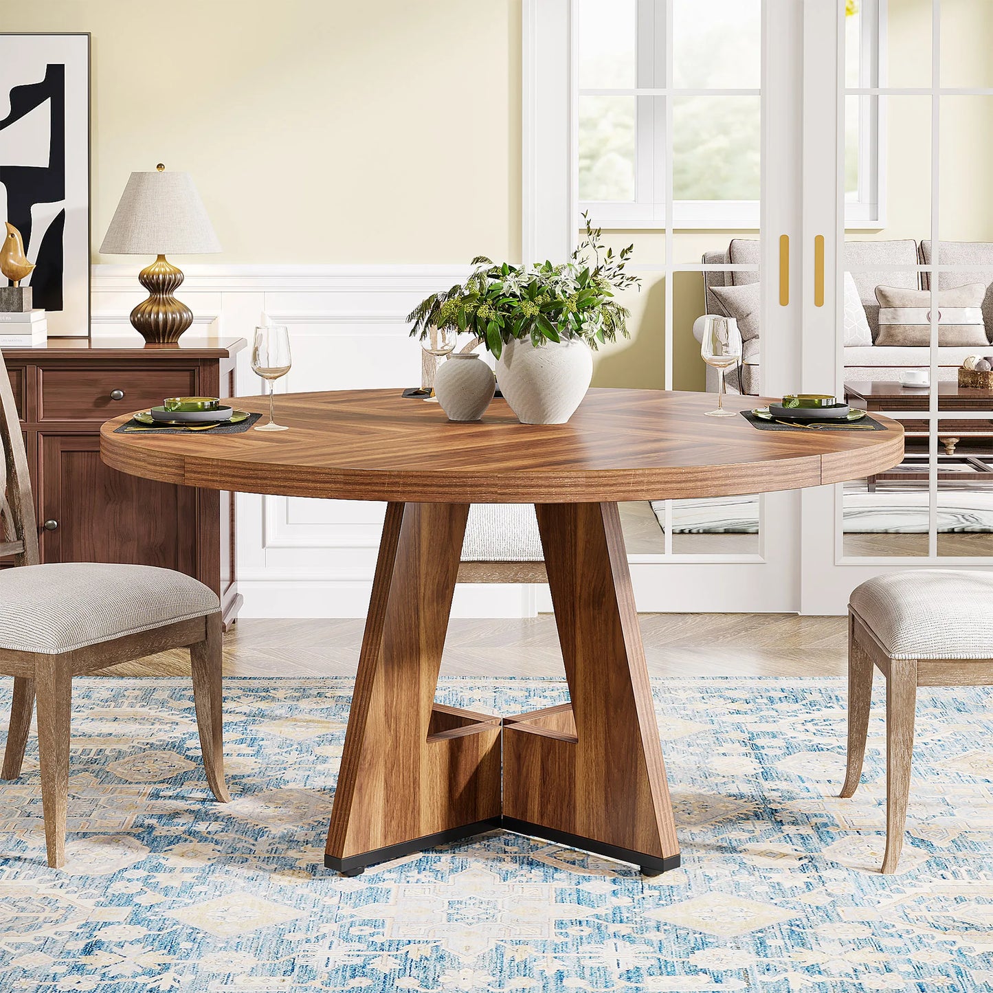 Table de salle à manger Stéphane — métal, ronde
