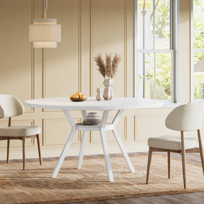Table de salle à manger Jonathan — bois, métal, rangement intégré, ronde
