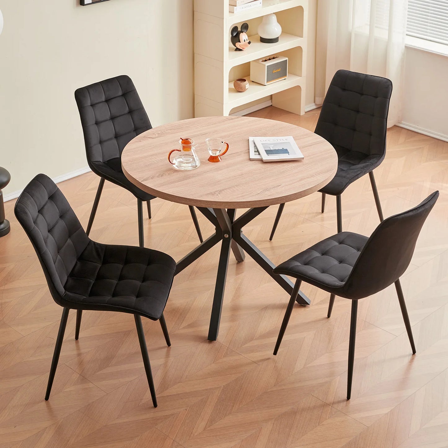 Chaise Florence — velours, métal, design contemporain, lot de 6
