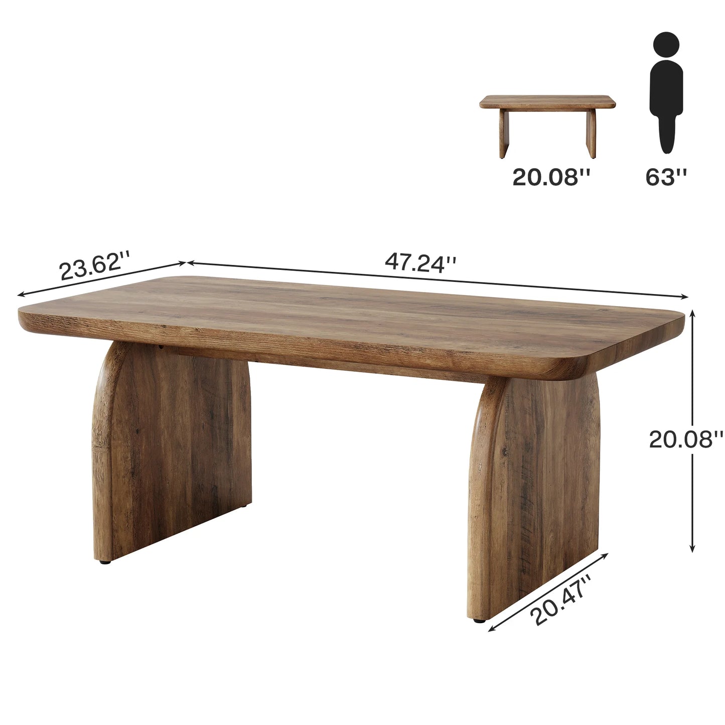Table basse Adrien — bois, style rustique, rectangulaire