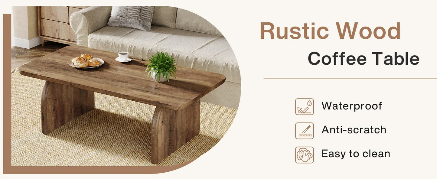 Table basse Adrien — bois, style rustique, rectangulaire