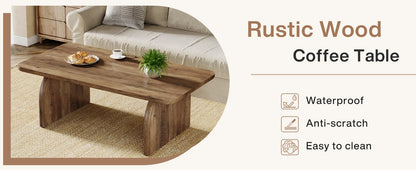 Table basse Adrien — bois, style rustique, rectangulaire