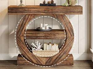 Console Franck — bois, métal, rangement intégré, 3 niveaux