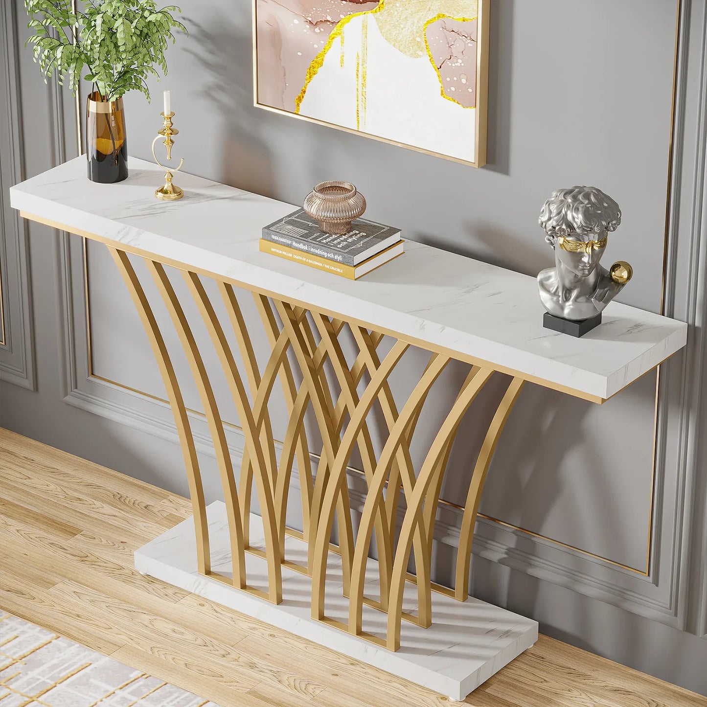 Console Priscille — finition dorée, métal, design contemporain