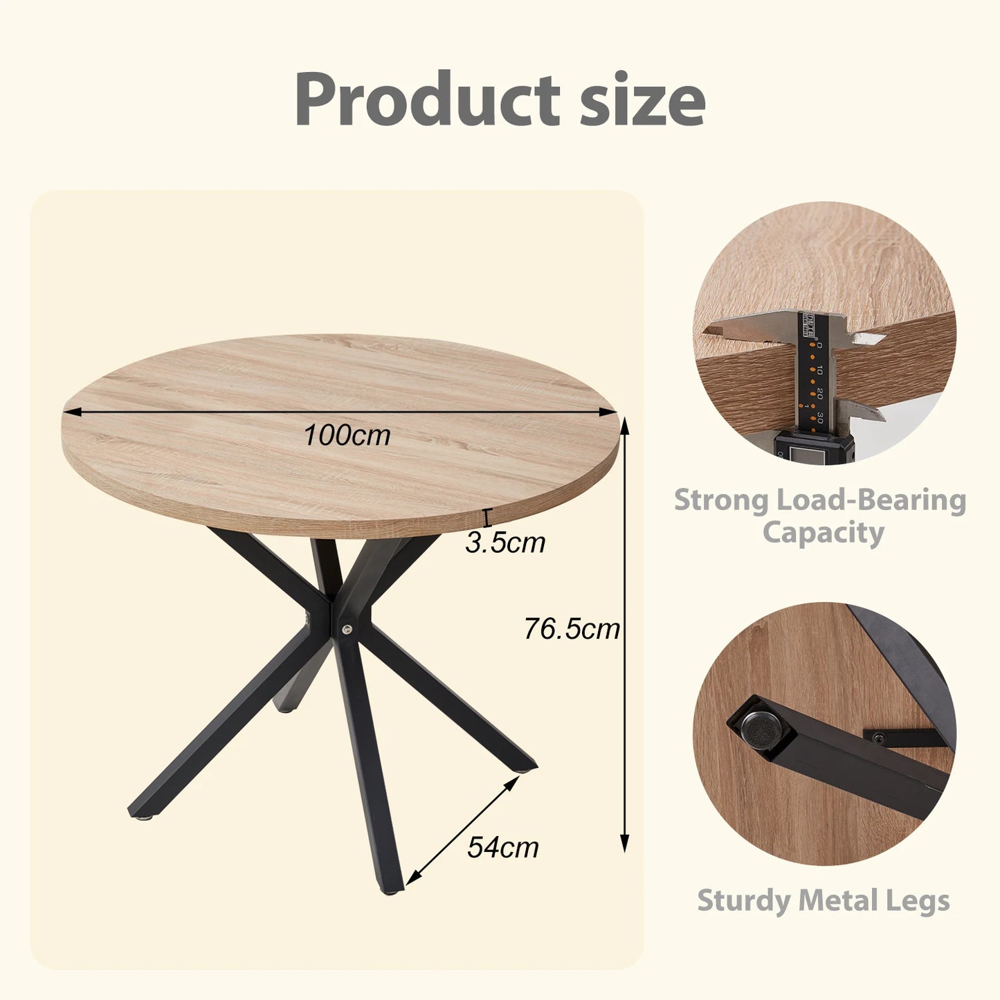 Bureau Odile — bois massif, style nordique, ronde