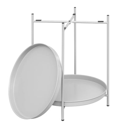 WOLTU Round Coffee Table with Storage Space 2 Removable Trays Metal Sofa Table for Living Room Modern Bedside Table for Bedroom