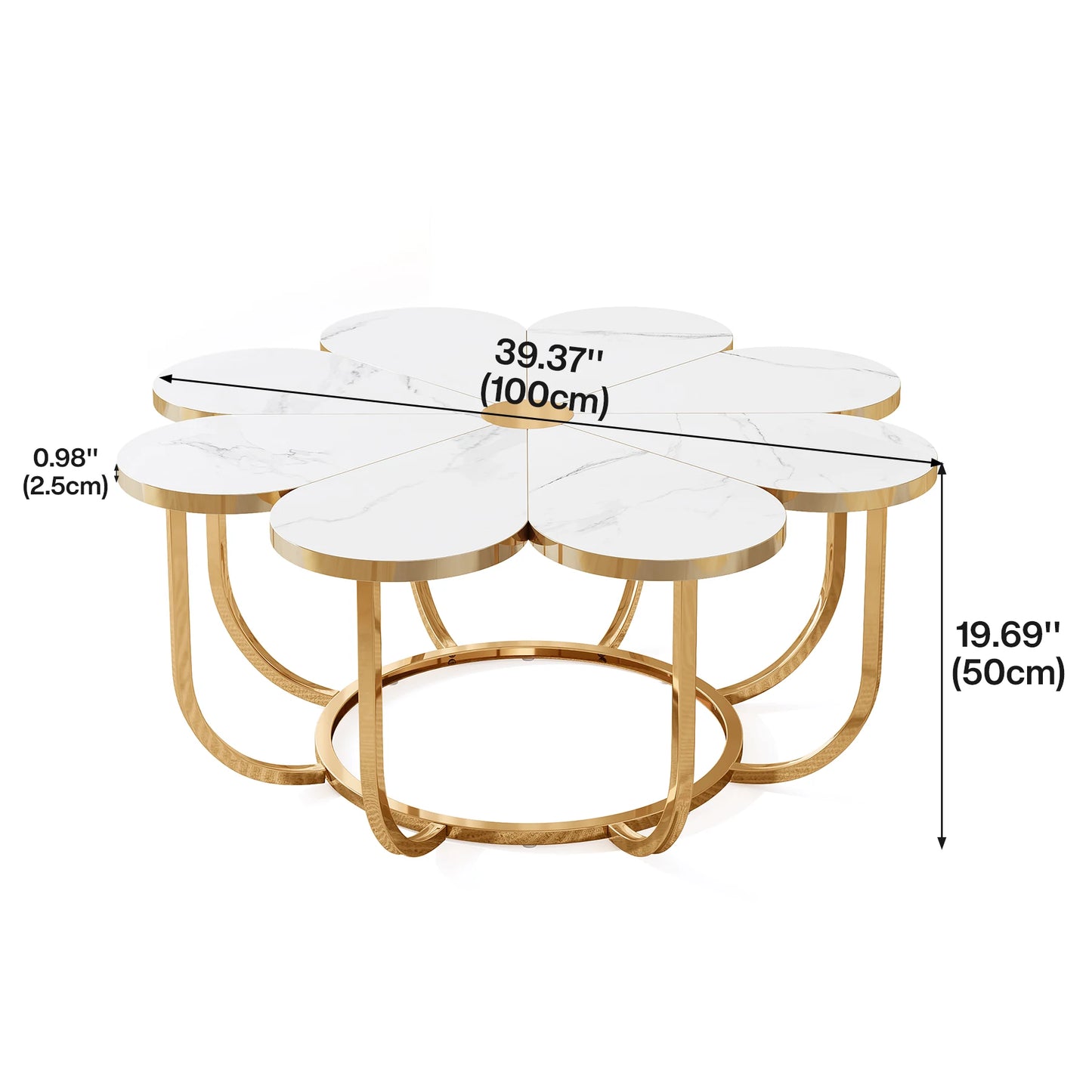 Table basse Tatiana — finition dorée, marbre