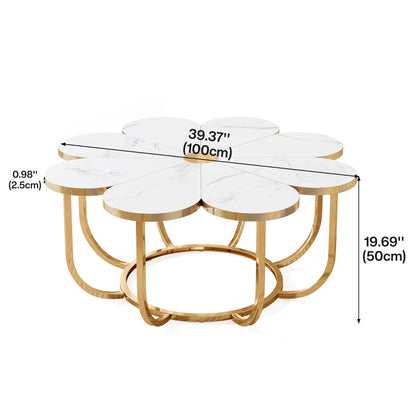 Table basse Tatiana — finition dorée, marbre