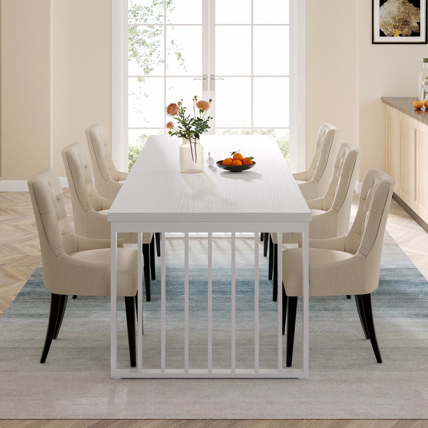 Table de salle à manger Michel — bois, métal, style industriel, rectangulaire