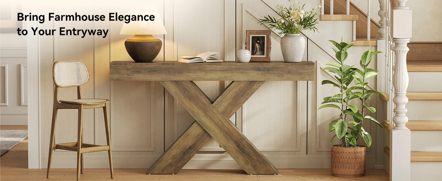 Console Rémi — finition marron, style rustique