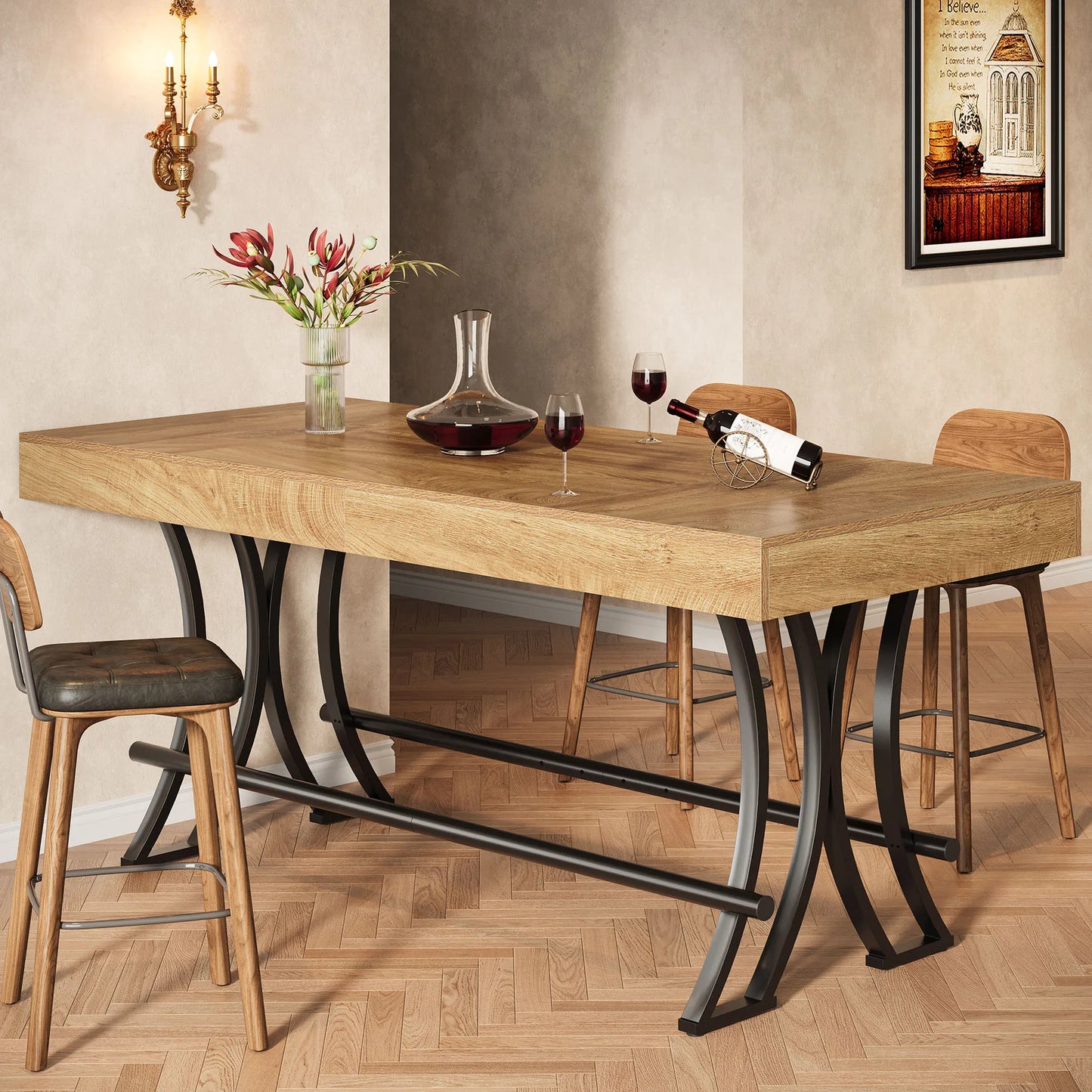 Table de salle à manger Hélène — métal, style industriel, rectangulaire