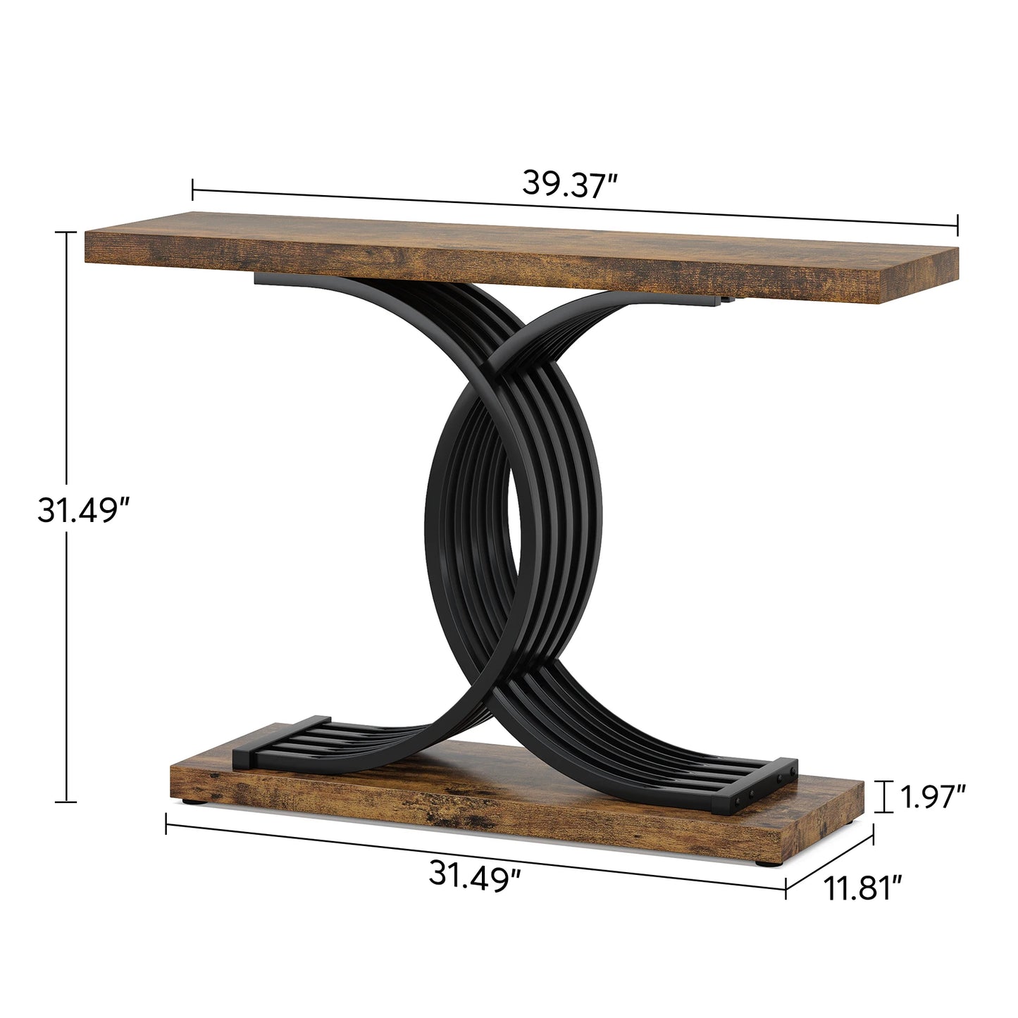 Console Axel — finition dorée, bois, marbre, métal