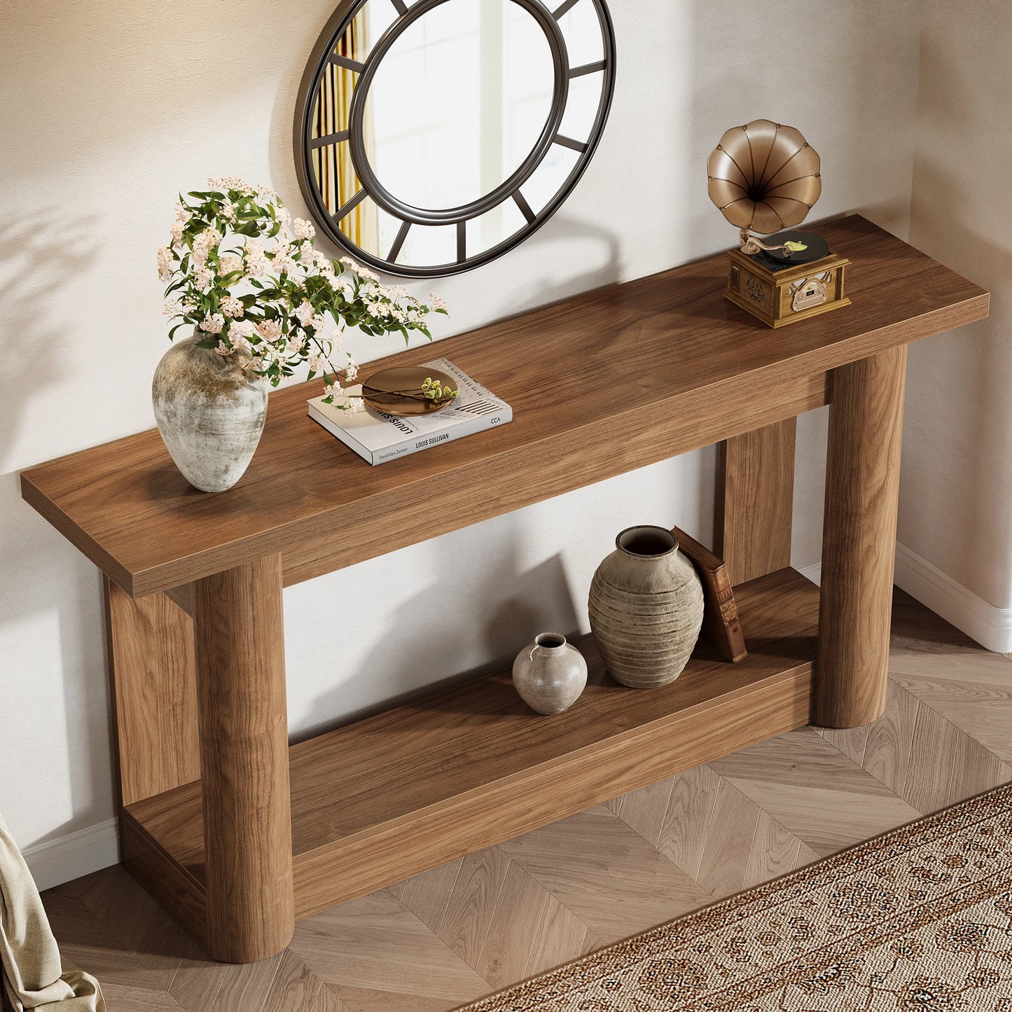 Console Christophe — métal, rangement intégré, 2 niveaux