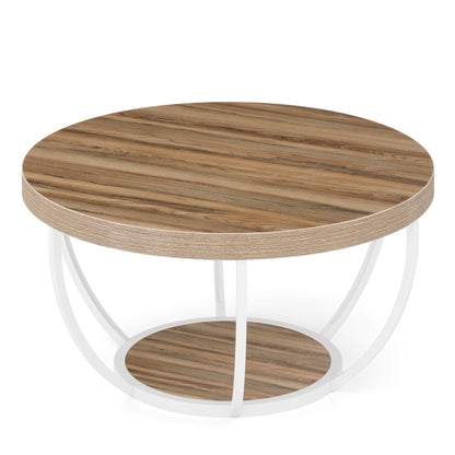 Table basse Marc — bois, style industriel, rangement intégré, 2 niveaux