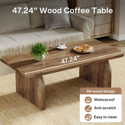 Table basse Adrien — bois, style rustique, rectangulaire