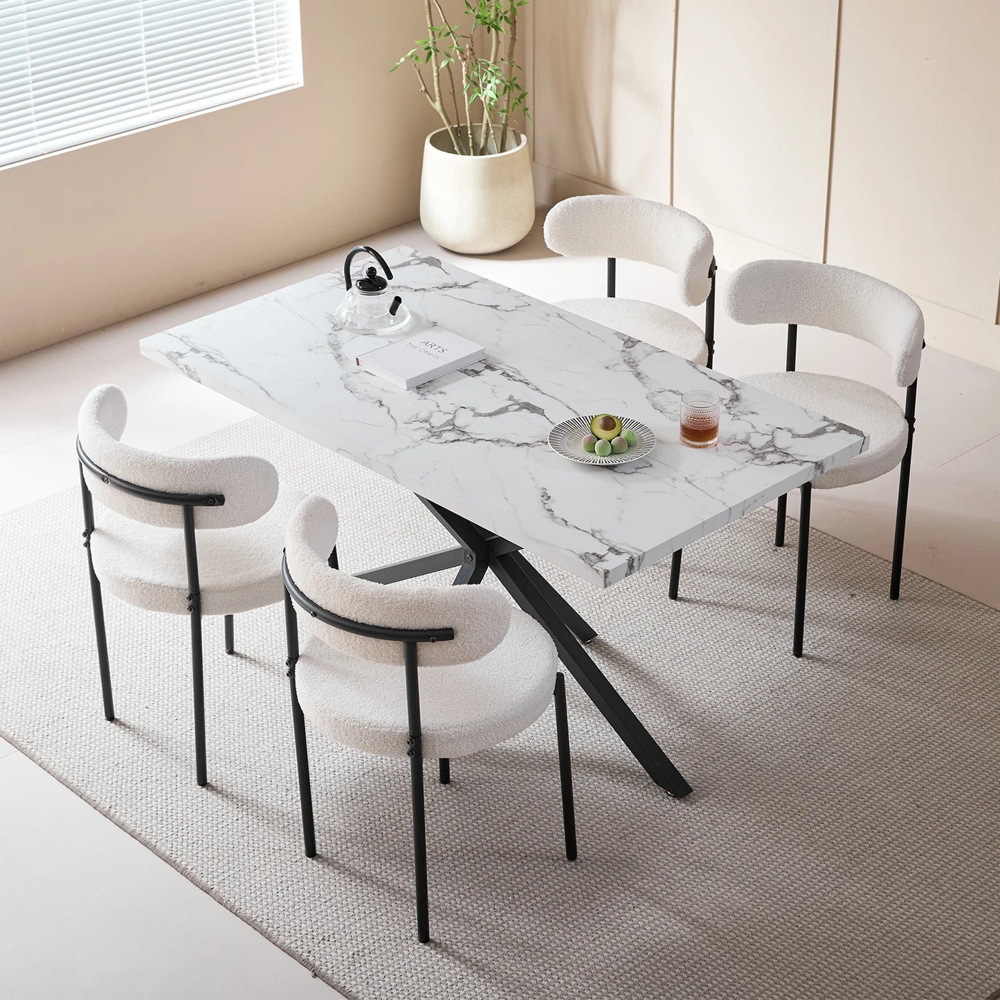 Table de salle à manger Thérèse — marbre, rectangulaire