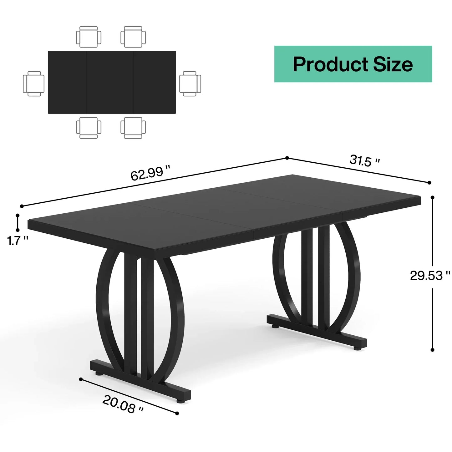 Table de salle à manger Hugo — métal, style industriel